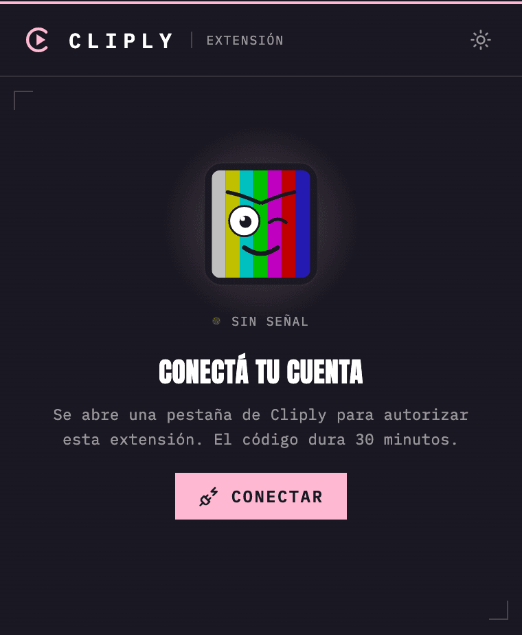 La pantalla de vinculación de la extensión